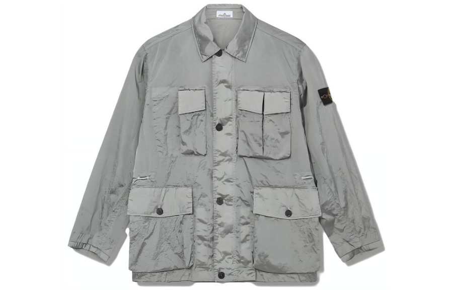 STONE ISLAND SS23 Jackets & Coats Men's Metallic Silver Blue