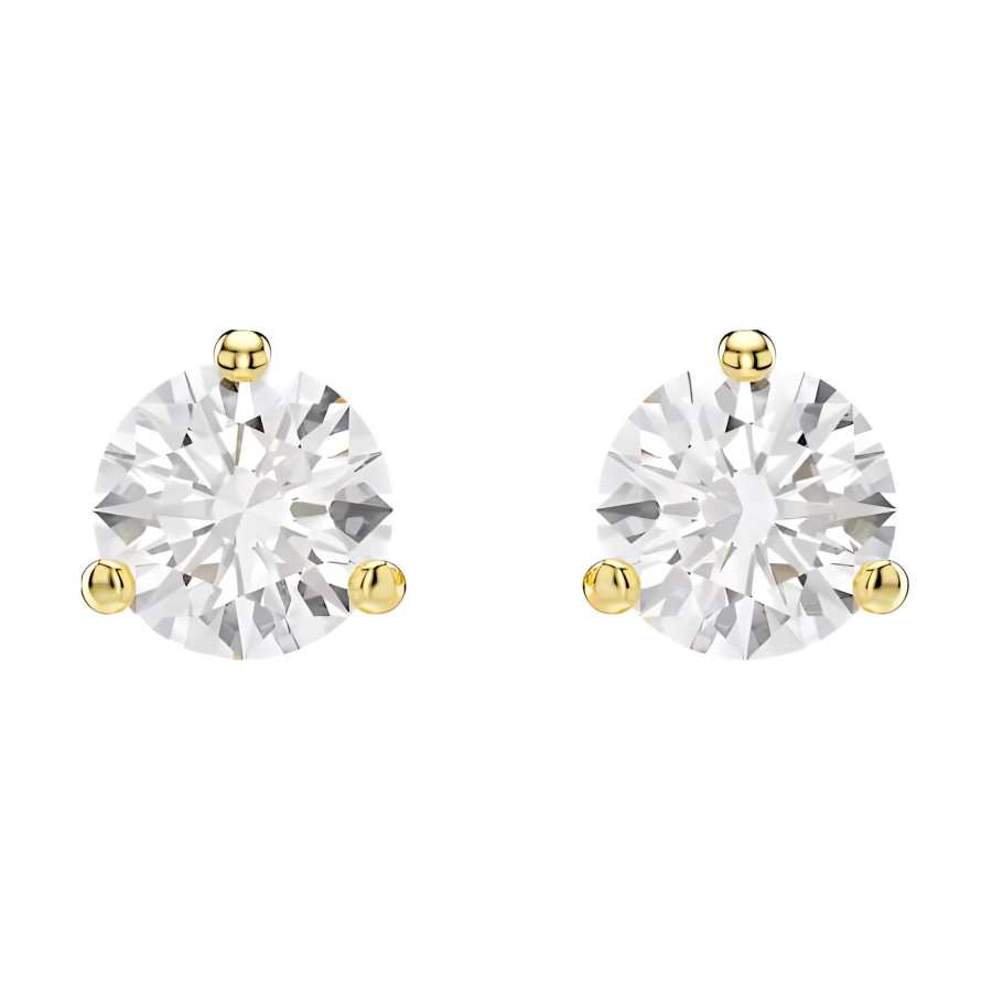 Swarovski Solitaire Brand Logo Faux Crystal Stud Earrings Unisex White