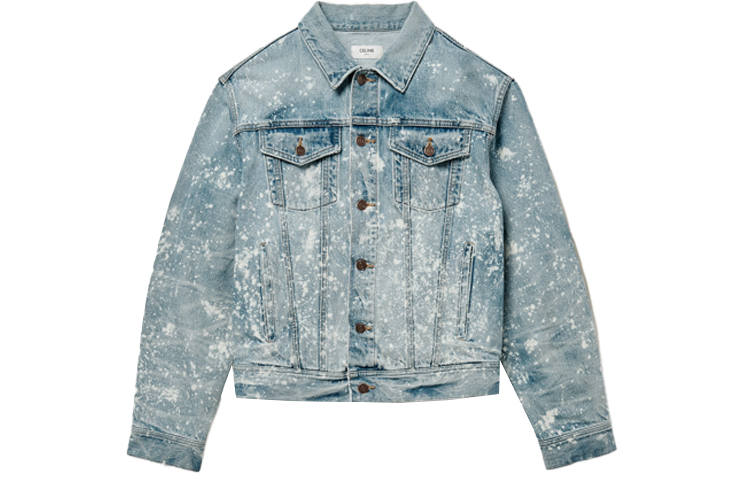 CELINE CELINE Denim Jackets Men's Blue Lapel Moderate Straight Fit