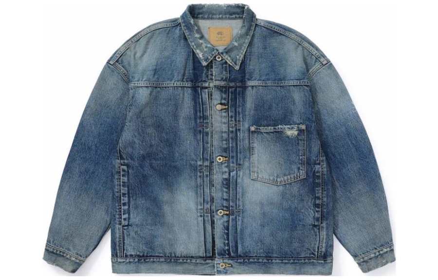 MADNESS Denim Jackets Unisex Blue Lapel Moderate Straight Fit