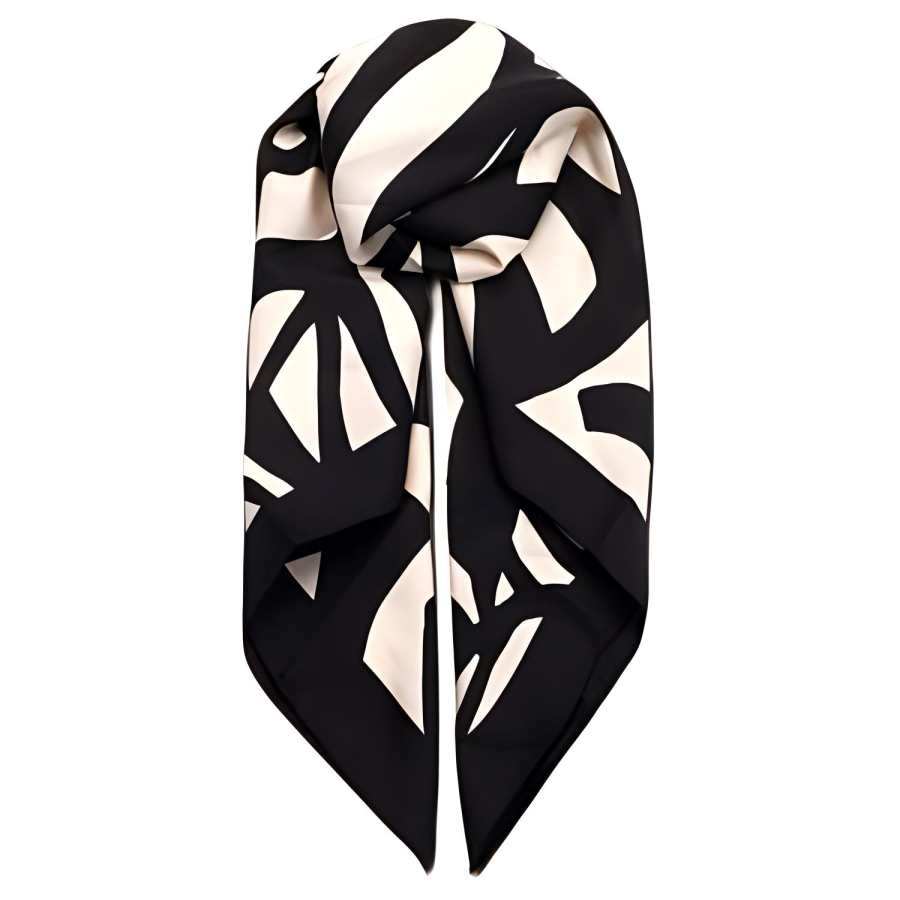 'S MAX MARA Letter Pattern Silk Scarves Women's Black/White