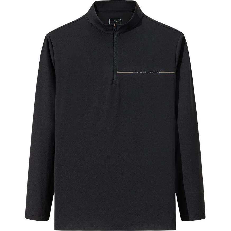 Anta Variety Training Collection Thermal Comfortable Fleece Long Sleeved Stand Collar Knitwear Men's Basic Black