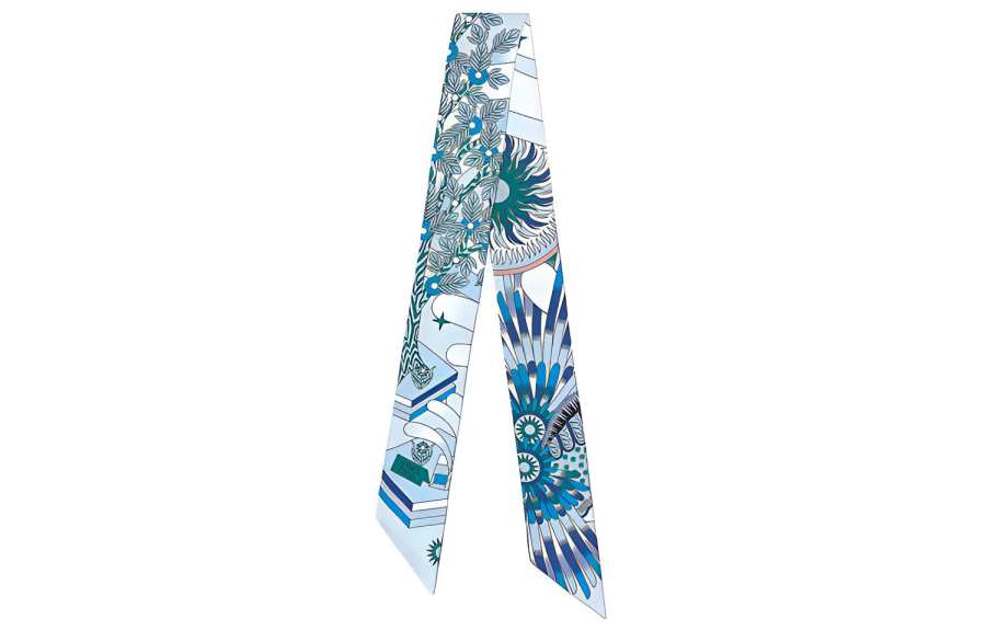 HERMES HERMES Twilly Scarves Unisex Light Blue
