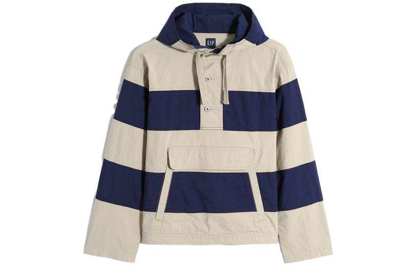 GAP Jackets Men's Khaki Stripes Hooded Moderate Other