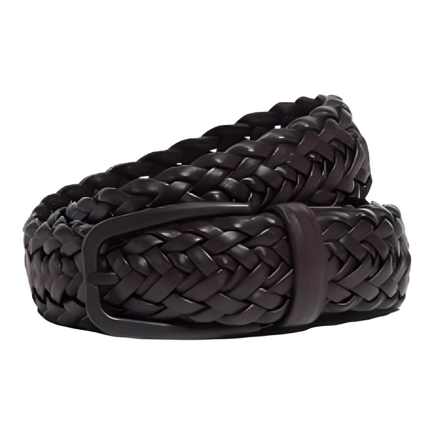 Ermenegildo Zegna Lambskin Leather Belts Men's Dark Brown Width 3.2cm