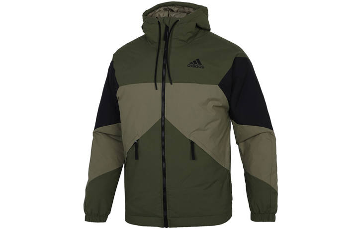 Adidas Adidas Puffer Jackets Men's Army Green Hooded Moderate Other