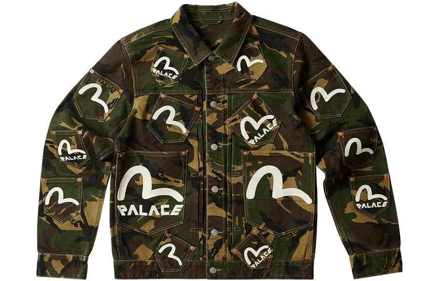 PALACE X EVISU Denim Jacket Unisex Army Green