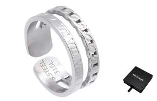 Cooraree Titanium Steel Rings Unisex Silver