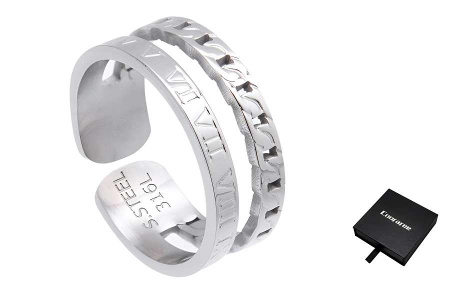 Cooraree Cooraree Titanium Steel Rings Unisex Silver