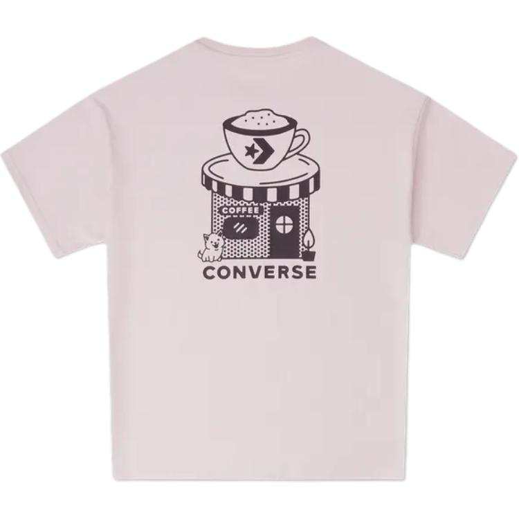 Converse T Shirts Men's Pink Crew Neck Moderate Straight Fit