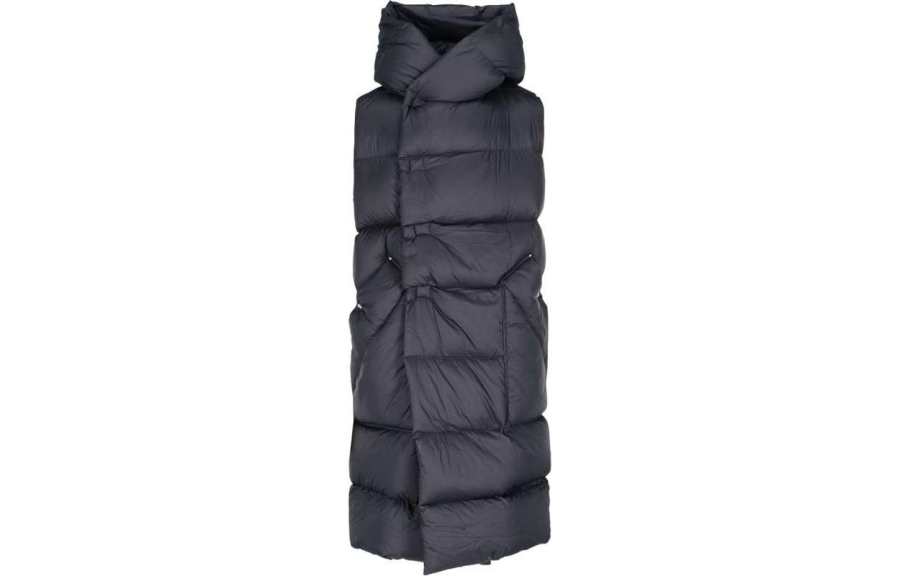 RICK OWENS Down Vests Men's Black Stand Collar Other
