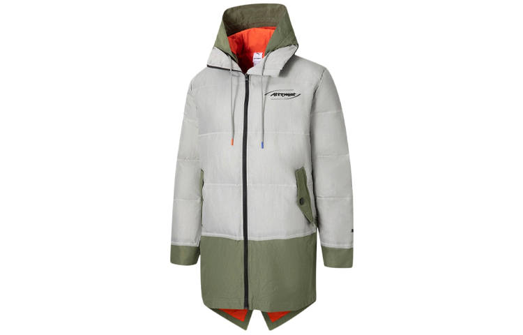 PUMA X ATTEMPT Puffer Jackets Men's Lime Gray Hooded Moderate Other