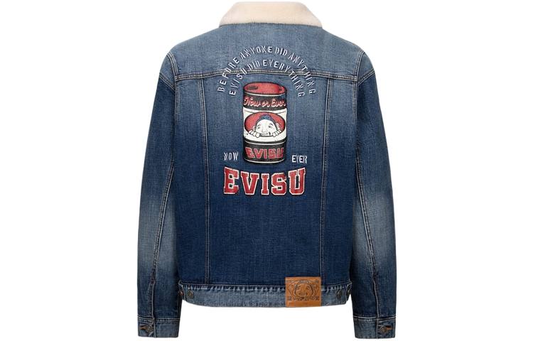 EVISU EVISU Denim Jackets Men's Denim Blue Lapel Moderate Cloak