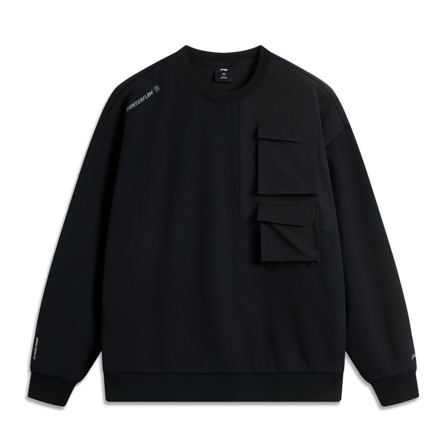 Li-Ning Li Ning CF Solid Color Crew Neck Comfortable And Breathable Versatile Casual Fleece Lined Thermal Sweatshirt Unisex