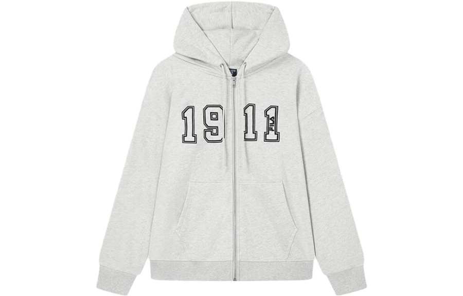 FILA Jackets Unisex Ivory Heather Gray Hooded Moderate Other