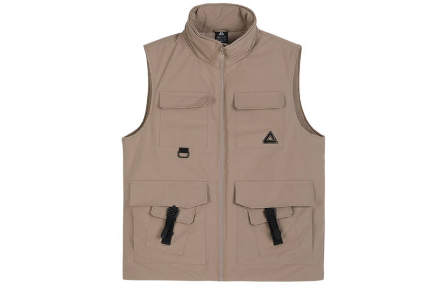 PEAK PEAK Vests Men's Light Gray Coffee Stand Collar Moderate