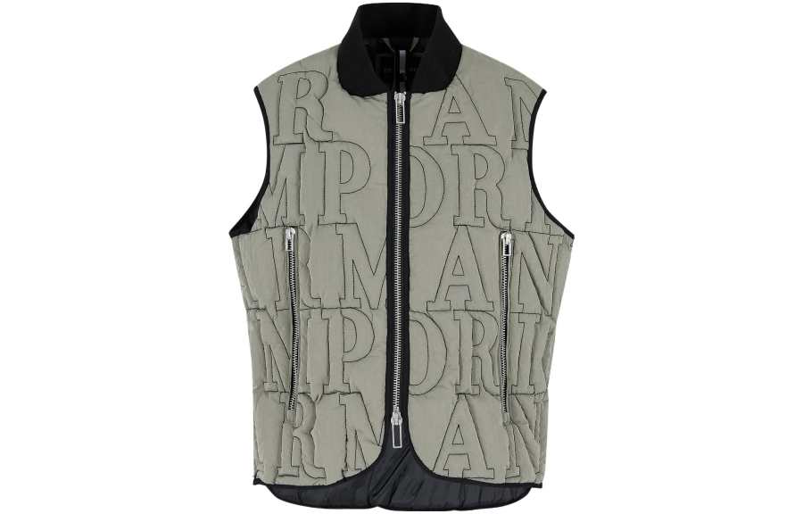 EMPORIO ARMANI Vests Men's Green Stand Collar Moderate Other