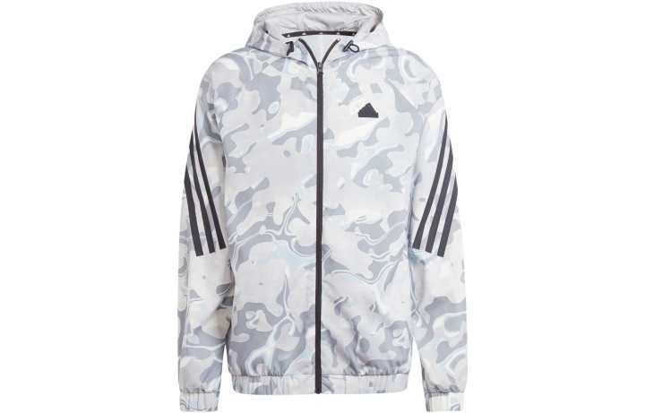 Adidas Adidas ALLOVER PRINT Jackets Men's Jade White Hooded Moderate Other