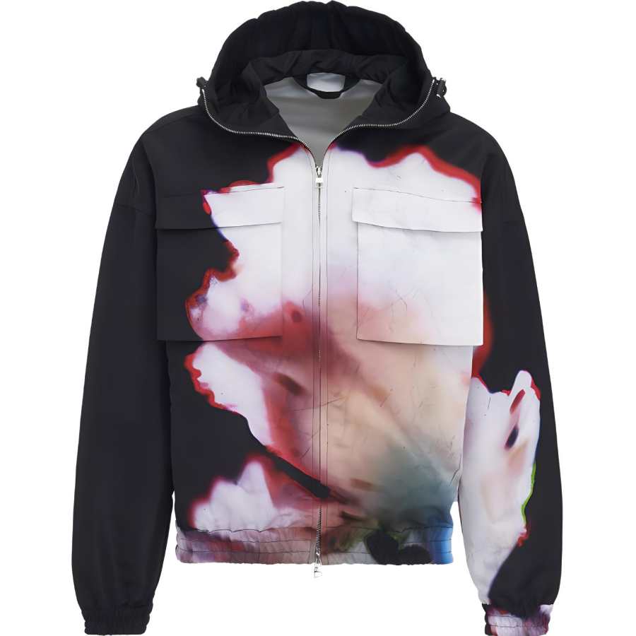 Alexander McQueen Solarised Flower Hooded Zipped Jacket