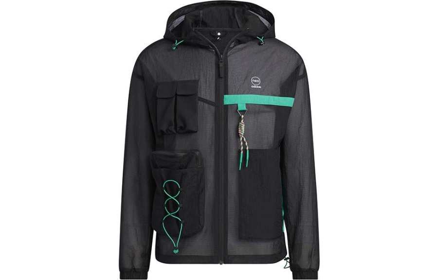 Adidas Neo Jackets Men's Black Hooded Moderate Workwear