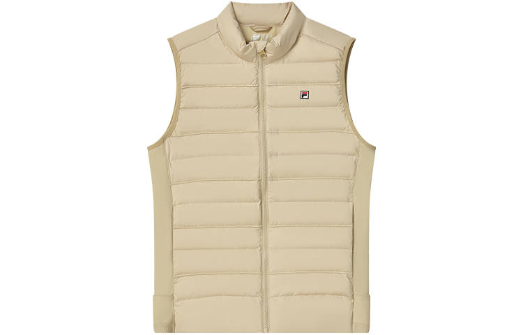 FILA Down Vests Men's Brown Coffee Stand Collar Thin Other