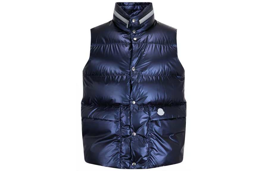 MONCLER GENIUS Down Vests Men's Blue Stand Collar Moderate Other