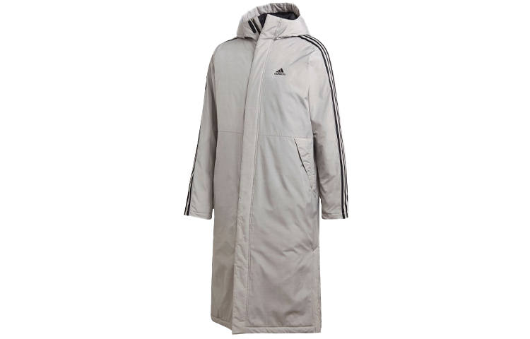 Adidas Adidas Puffer Jackets Men's Gray Hooded Thickened Other