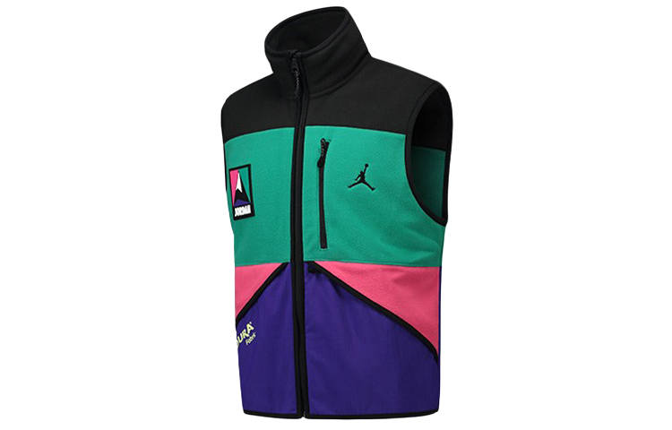 Jordan Jordan Vests Men's Black, Green & Purple Multicolor Stand Collar Moderate Urban Techwear