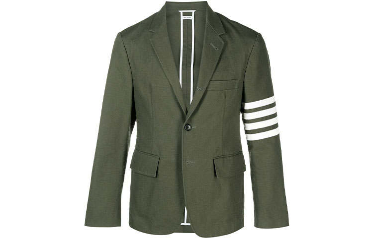 THOM BROWNE Business Suits Men's Green Suit Collar Moderate Straight Fit
