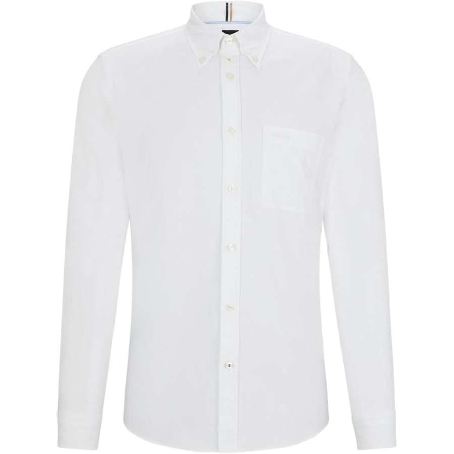 HUGO BOSS Button Down Slim Fit Shirt In Oxford Cotton Shirt Men's White