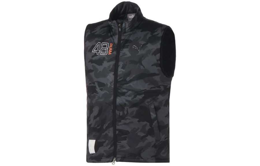 PUMA Monster Down Vests Men's Gray Stand Collar Moderate Other