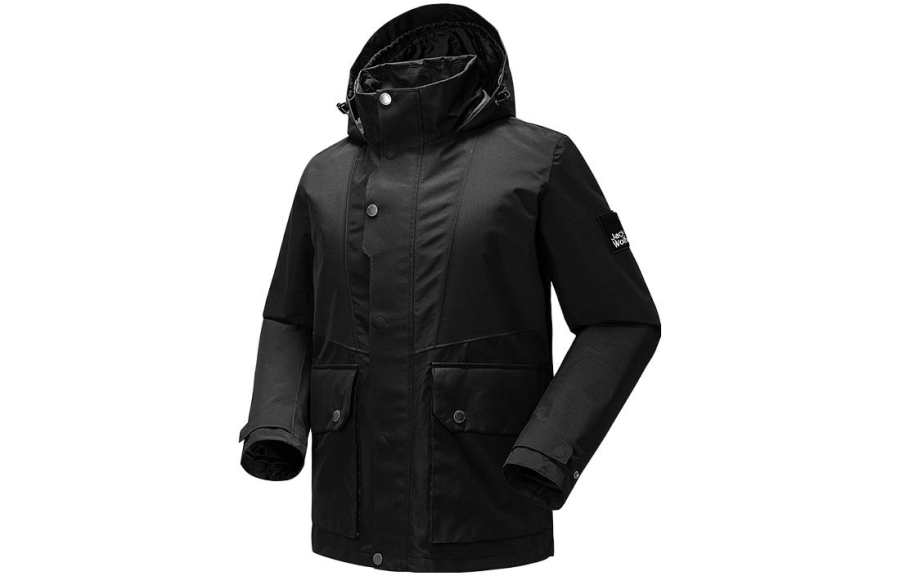 JACK WOLFSKIN ICONIC Collection Windbreaker Jackets Men's Hooded Moderate