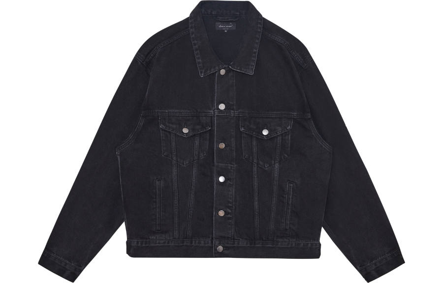 CLIMAX VISION Denim Jackets Unisex Denim Black Square Collar Moderate Straight Fit