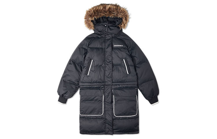 Converse Down Jackets Women's Ink Black Hooded Moderate Other