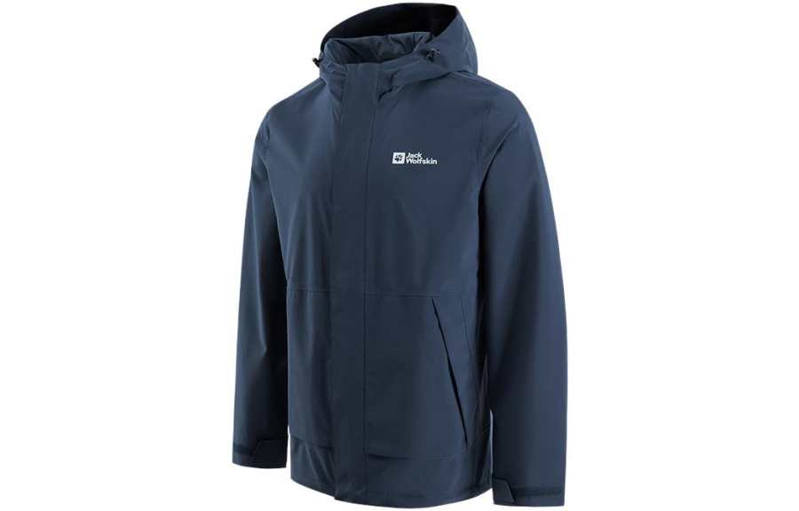 JACK WOLFSKIN City Outdoor Collection Windbreaker Jackets Men's Hooded Moderate