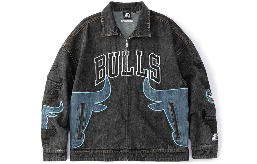 STARTER STARTER X NBA Denim Jackets Unisex Gray Lapel Moderate Other