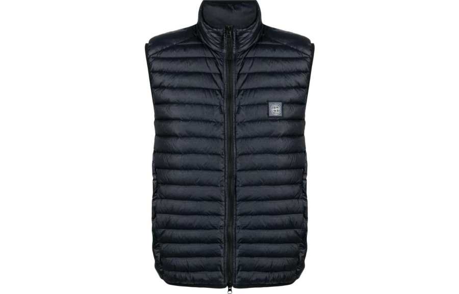 STONE ISLAND Vests Men's Marine Blue Stand Collar Moderate Other