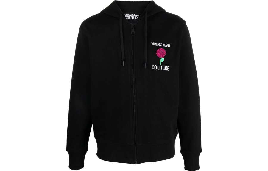 VERSACE JEANS COUTURE 【Previous Season】Roses logo-embroidered zip hoodie