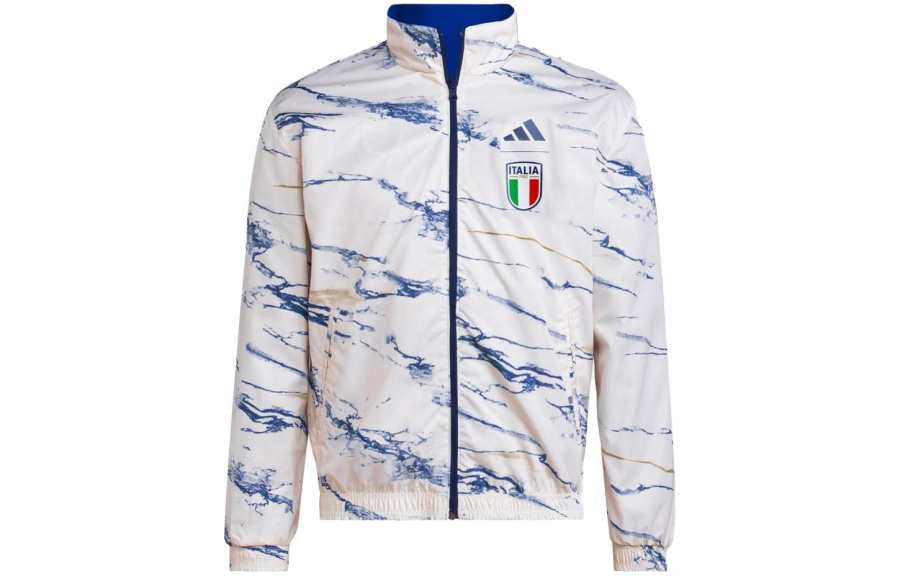 Adidas Adidas Jackets Men's Blue With White Lettering Stand Collar Moderate Other