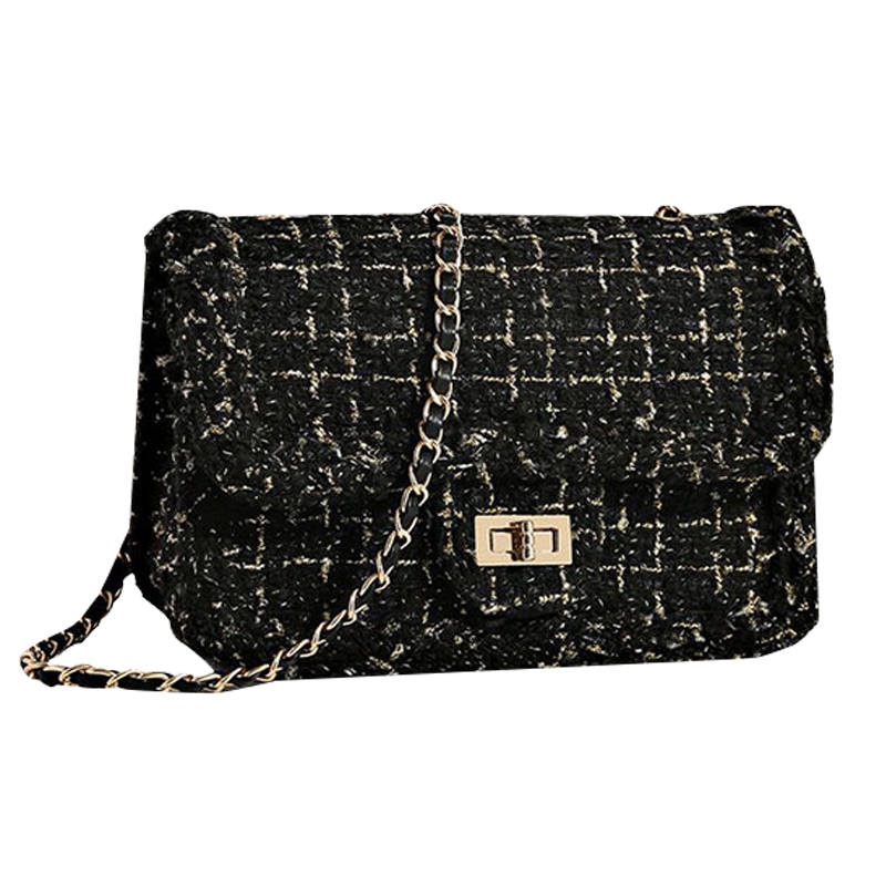 AINITU Woven Shoulder Bag, Crossbody Bag, Handbag Women's White/Black