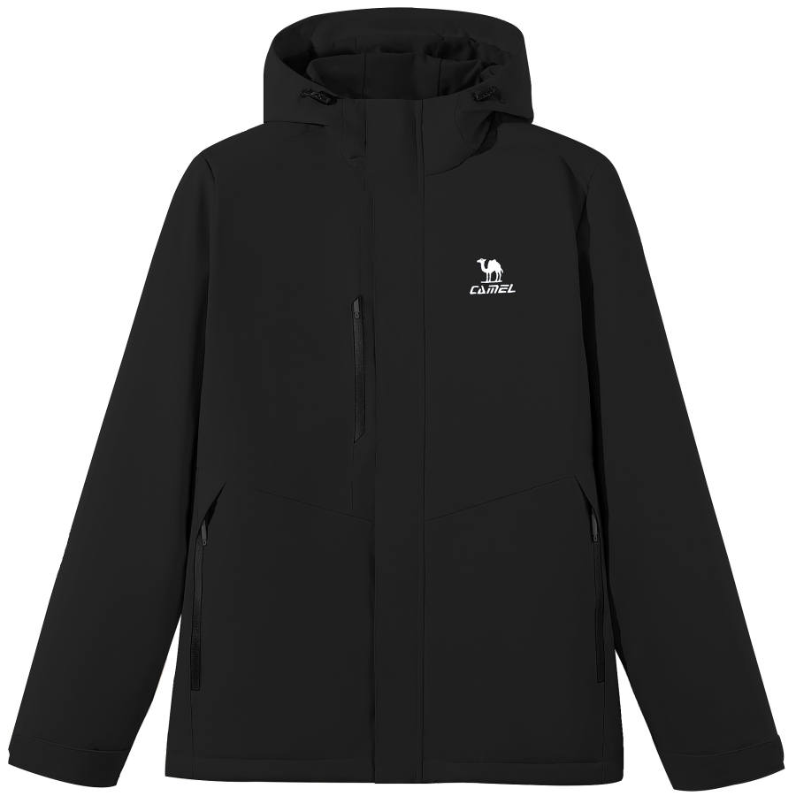 CAMEL Urban Function Series Fleece Lined Thickened Hooded Loose Fit Letter Print Zippers Long Sleeved Jackets & Coats