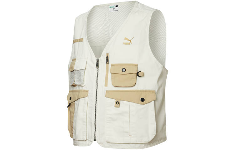 PUMA Vests Men's Ecru V Neck Moderate Workwear