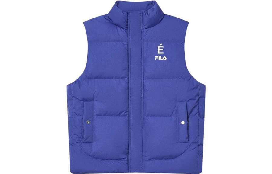 FILA X Études Down Vests Men's Italian Blue Stand Collar Moderate Other