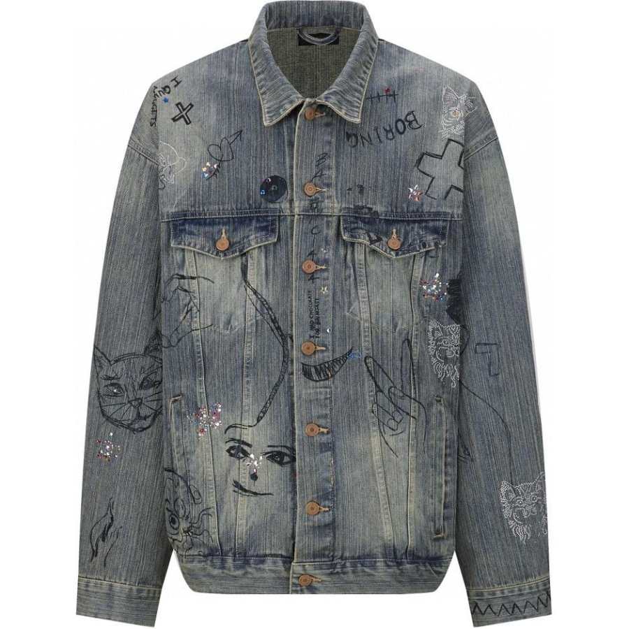 Balenciaga Denim Jacket Loose Fit Men's Blue