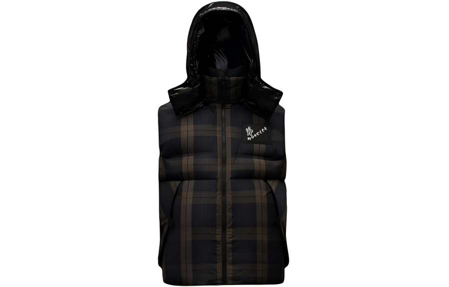 Moncler Grenoble Down Vests Men's Marine Blue Hooded Non Detachable Moderate