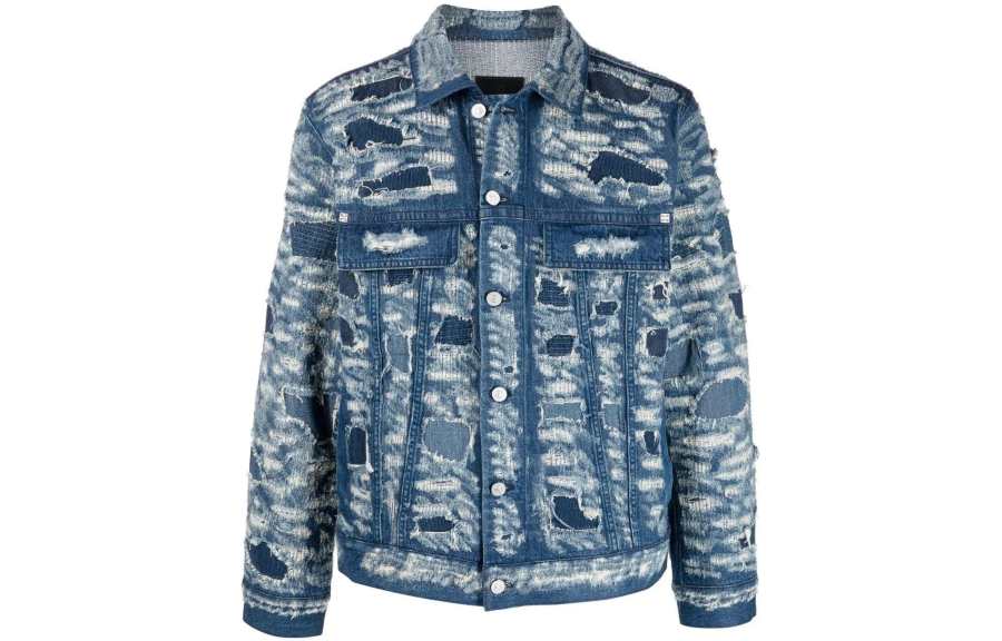 Givenchy Givenchy Denim Jackets Men's Blue Lapel Moderate Straight Fit