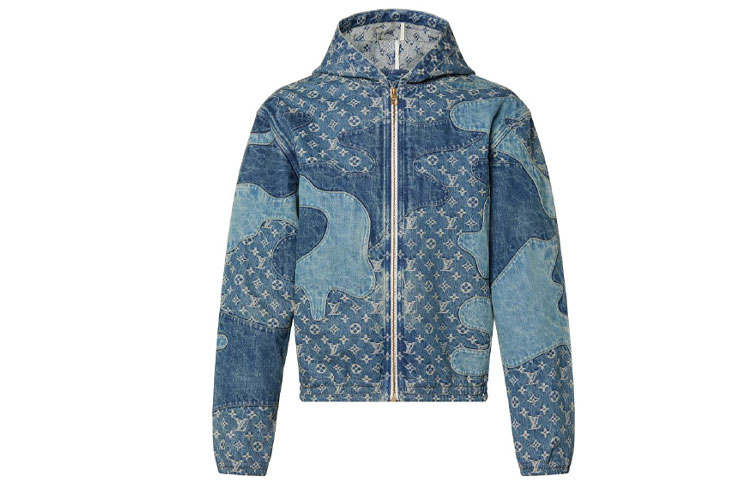 LOUIS VUITTON Louis Vuitton x Nigo 2010s patchwork hooded denim jacket