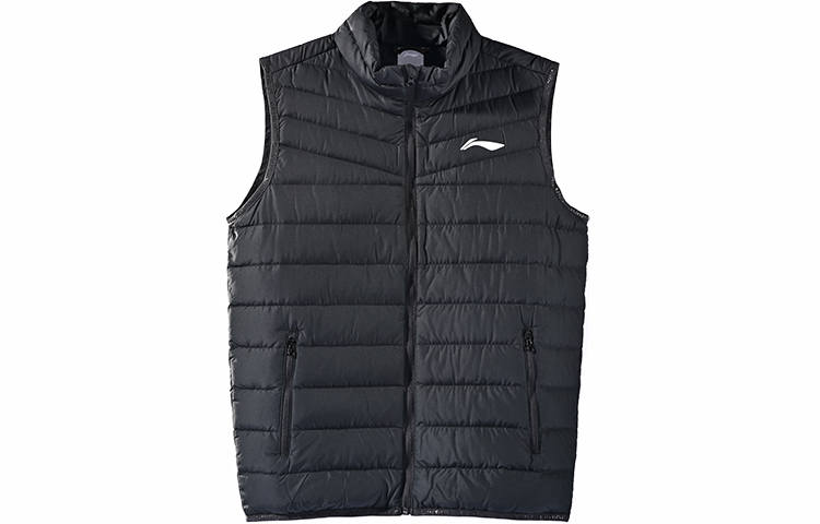Li-Ning Li Ning Down Vests Men's Black Stand Collar Thin Workwear