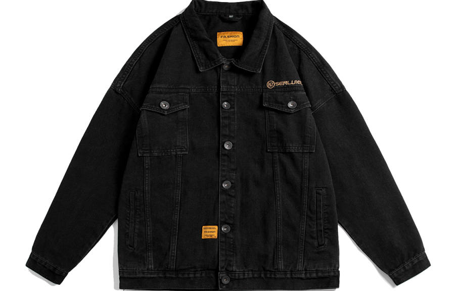 33TH Denim Jackets Unisex Lapel Moderate Straight Fit