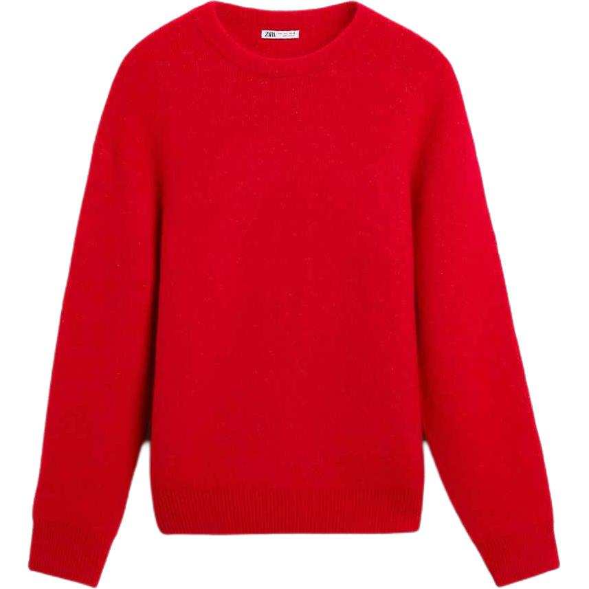 ZARA New Year Knitwear Men's Red Crew Neck Moderate